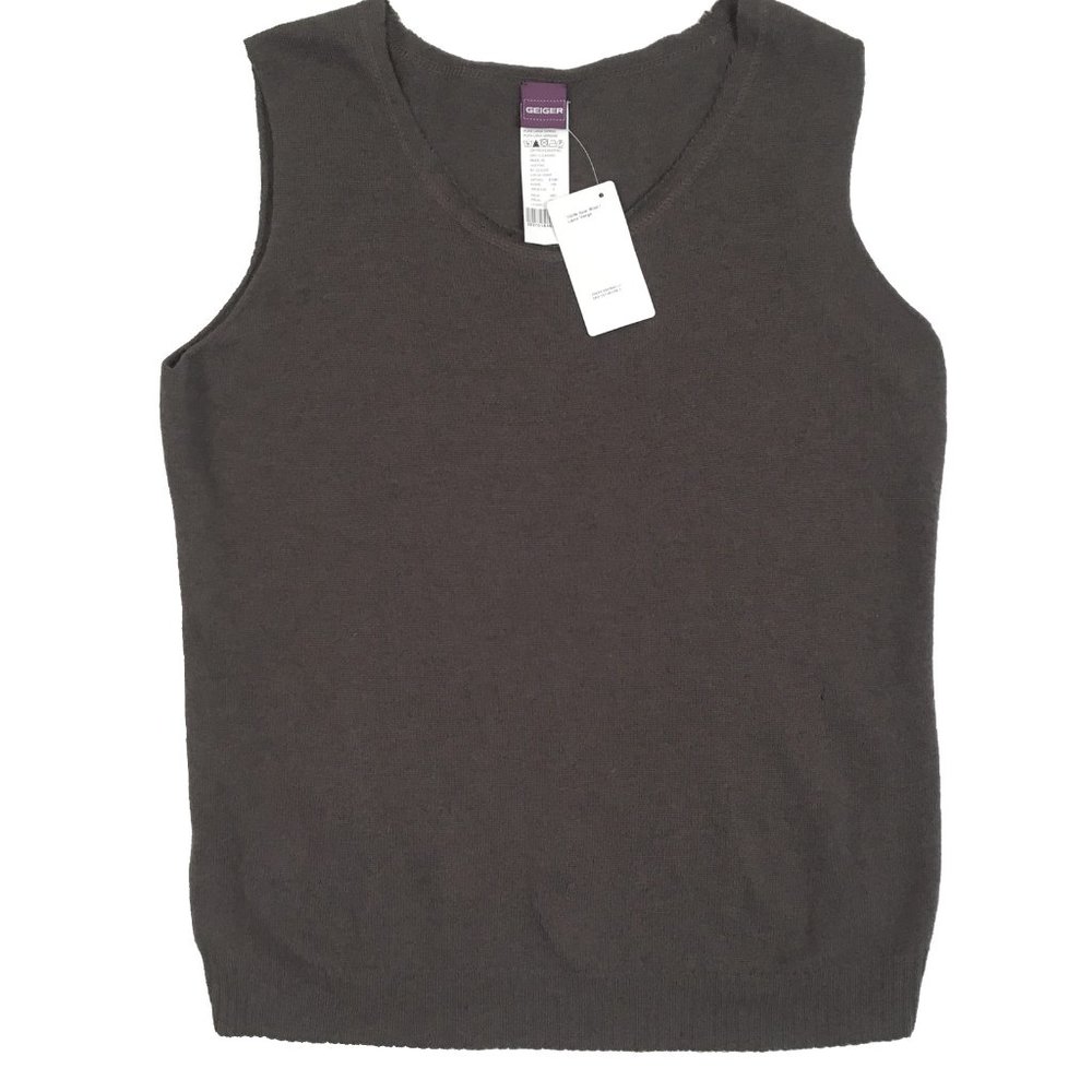 NEW $179 Geiger of Austria Womens Vest! Large Grayish Brown Wool Made in Austria